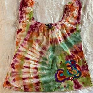 Hippie Boho Handmade Tie Dye Peacock Blouse